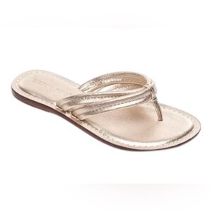 Bernardo Metallic Gold Leather Thong Sandal